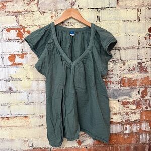 Old Navy Green V-Neck Blouse
